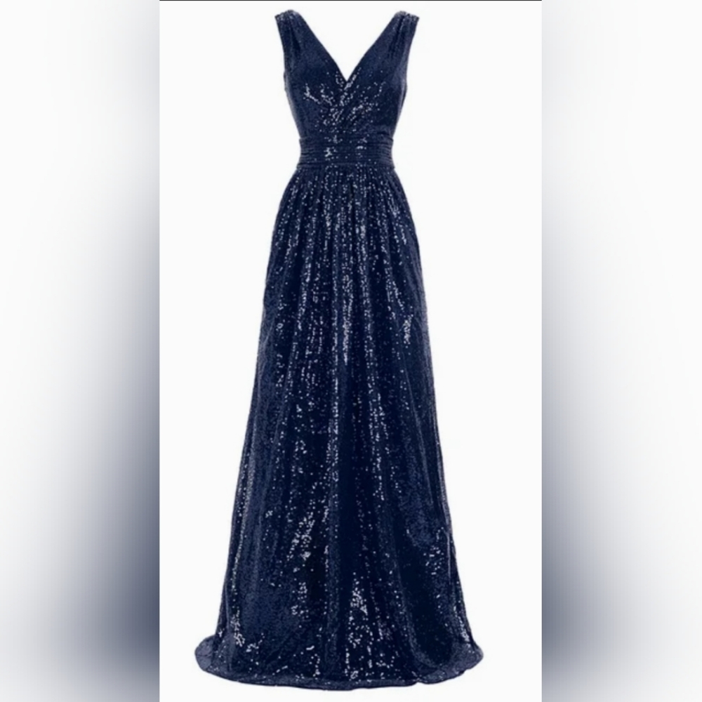 Women Sequin Bridesmaid Sleeveless Maxi Dress size 4